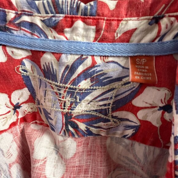 Tommy Bahama Womens Red Floral 100% Linen Button-Up Short Sleeve Shirt Top Small - Picture 3 of 7
